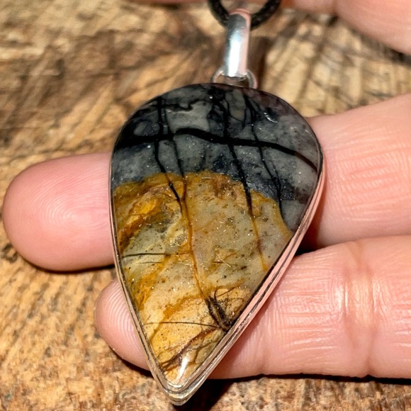 Teardrop Shaped Picasso Jasper Pendant - Picture 11 of 14
